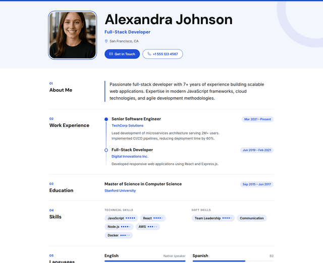 Web s CV v designu Signature