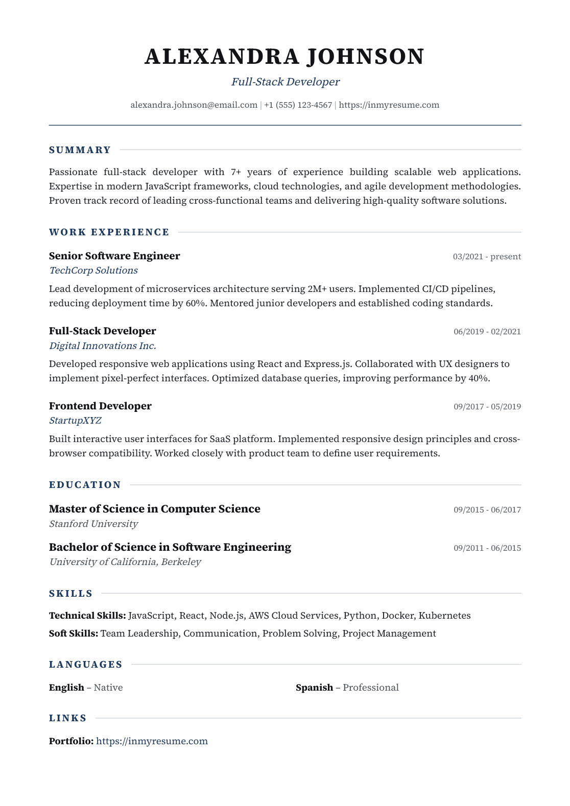 Executive template preview