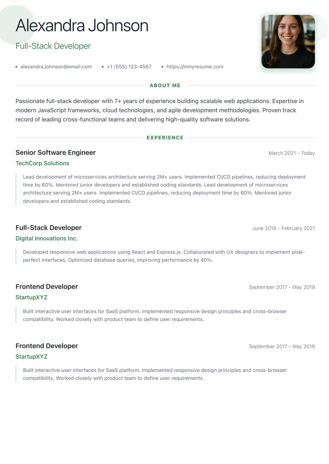 Minimal template preview
