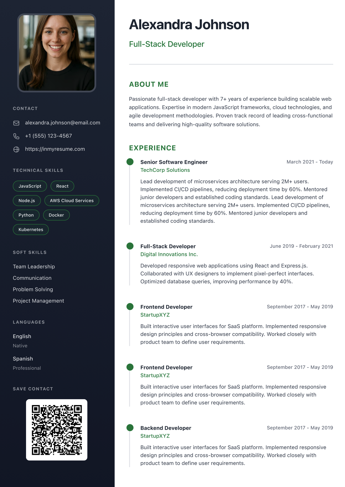Modern template preview